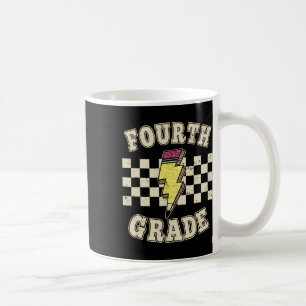 Retro 4th Fourth Grade Teacher Lightning Bolt Penc Coffee Mug