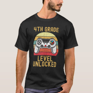 Retro 4Th Grade Level Unlocked Gamer First Day Of T-Shirt