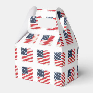 Retro 4th of July Checkerboard Patriotic StarStrip Favor Boxes