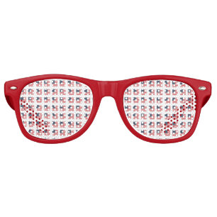 Retro 4th of July Checkerboard Patriotic StarStrip Sunglasses