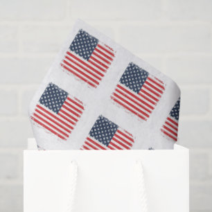 Retro 4th of July Checkerboard Patriotic StarStrip Tissue Paper