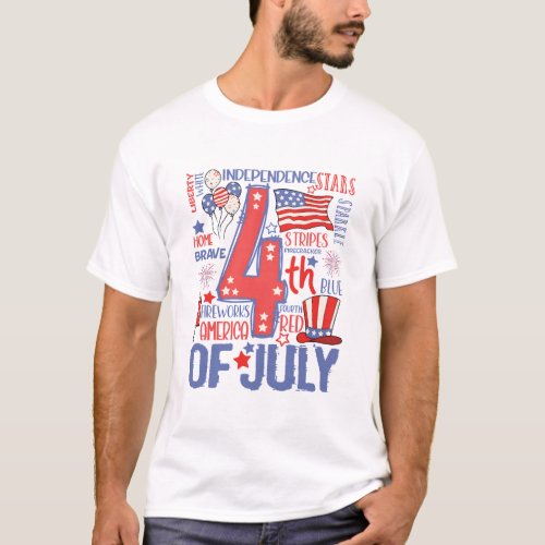 Retro 4th of July Fireworks and Freedom Sparklers  T_Shirt
