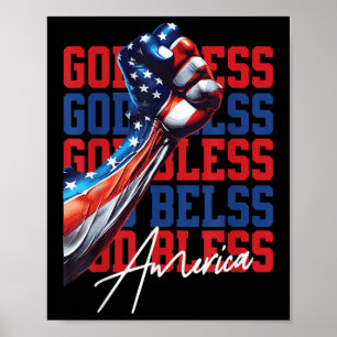Retro 4th Of July God Bless America Patriotic Chri Poster