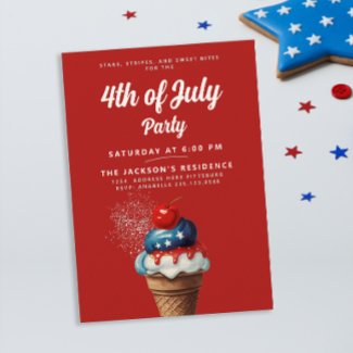 Retro 4th of July Ice Cream US Flag Cherry Party