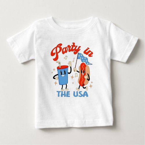 Retro 4th Of July Party in the USA  Baby T_Shirt