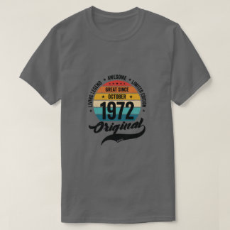 Retro 50 Years October 1972 Birthday Vintage Bday T-Shirt