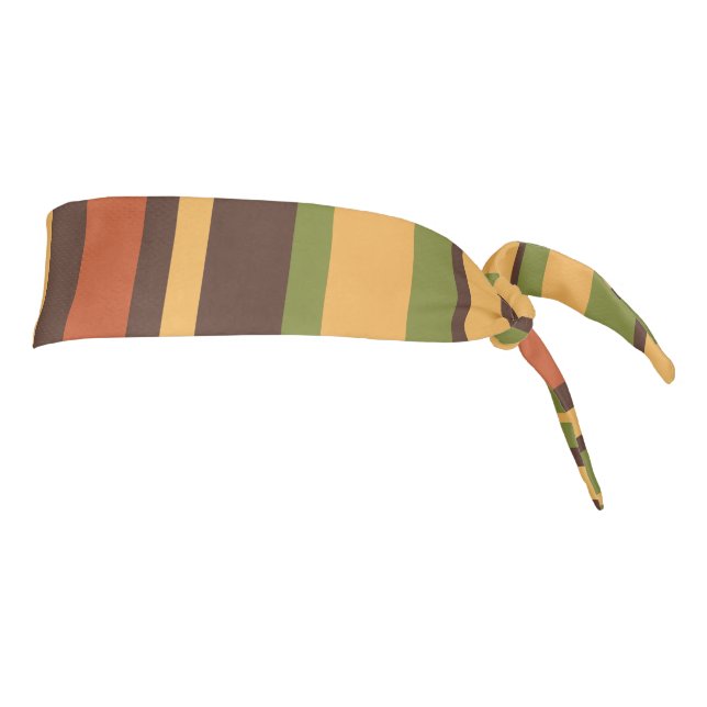 Retro 50s 60s 70s Stripes Orange Avocado Brown Tie Headband (Rotate 90)