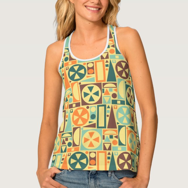 Retro 50s 60s Mid-Century Modern Geometric Cool Tank Top (Front)