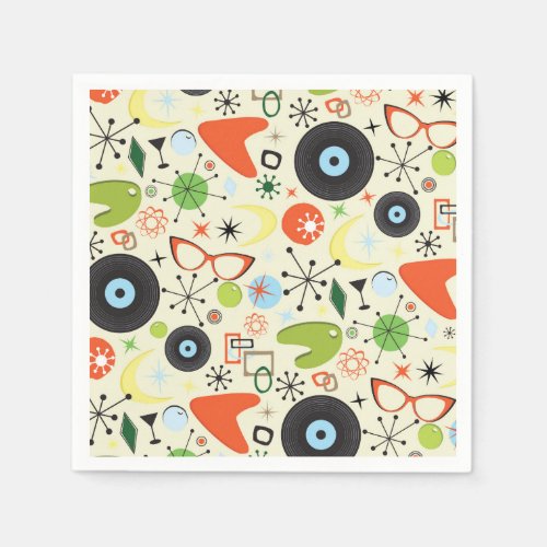 Retro 50s 60s Vintage Fashion Pattern Party Napkins