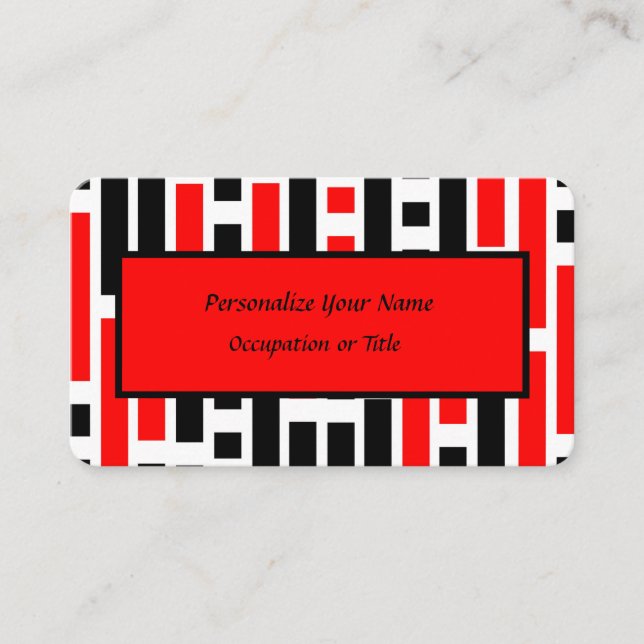 Retro 50s Art Deco Red Black Unique Business Card (Front)