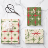 Simple Modern Gold Starburst Soft Green Christmas Wrapping Paper Sheets