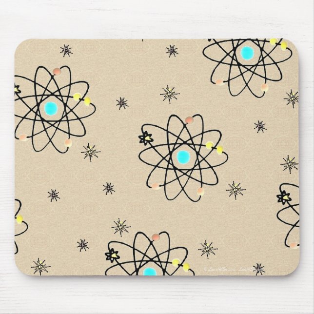 Retro 50s Atomic Print Sand Apparel & Gifts Mouse Pad (Front)