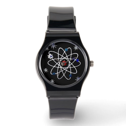 Retro 50s Atomic Symbol Black White Designer Watch