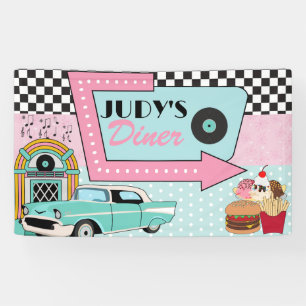 Retro 50s Birthday Party Banner