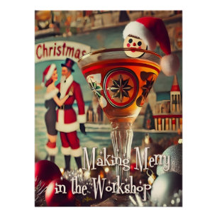 Retro 50s Cocktail Making Merry Christmas Workshop Poster
