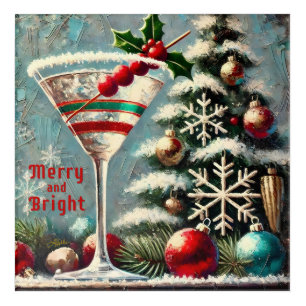 Retro 50s Cranberry Snowflake Christmas Martini Acrylic Print