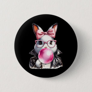 Retro 50's Cute Easter Bunny Blowing Bubble Gum 4 Button