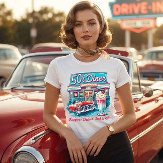 Retro 50's Diner - Burgers Shakes Rock 'n Roll Tri-Blend Shirt