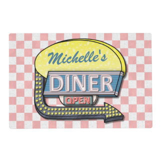Retro 50's Diner Sign | Personalized Name Placemat