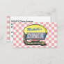 Retro 50's Diner Sign Pink Checkered Restaurant Business Card