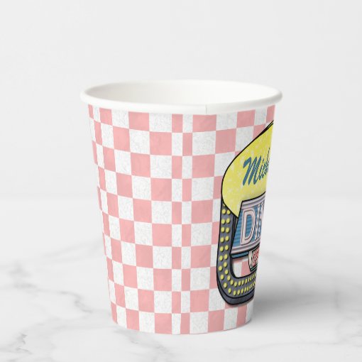 Retro 50s Diner Sock Hop Birthday Party Theme Paper Cups | Zazzle