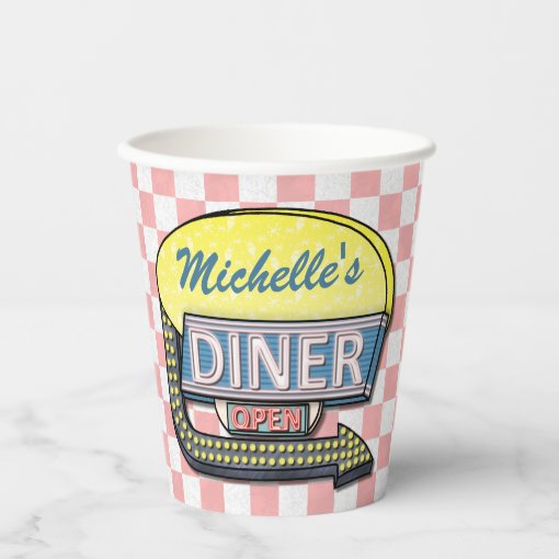 Retro 50s Diner Sock Hop Birthday Party Theme Paper Cups | Zazzle