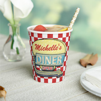Retro 50s Diner Sock Hop Birthday Party Theme Red Paper Cups