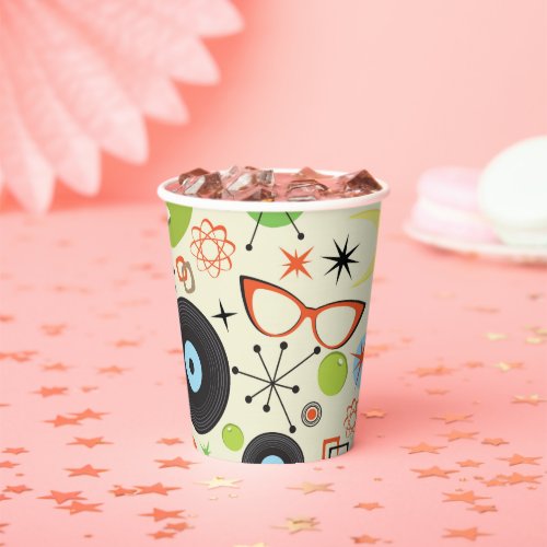 Retro 50s Fifties Vintage Pattern Birthday Party Paper Cups