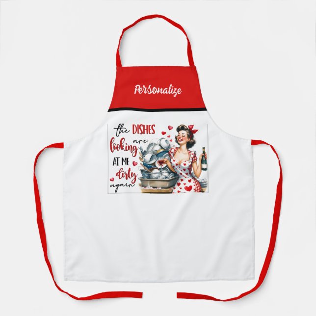 Retro 50s Glam Housewife Funny Sarcastic Humor Apron (Front)