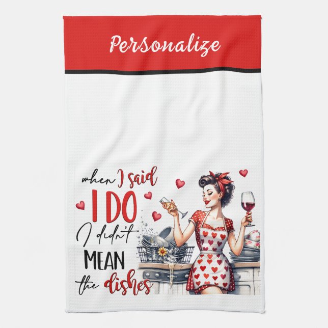 Retro 50s Glam Housewife Funny Sarcastic Humor Kitchen Towel (Vertical)