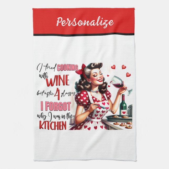 Retro 50s Glam Housewife Funny Sarcastic Humor Kitchen Towel (Vertical)