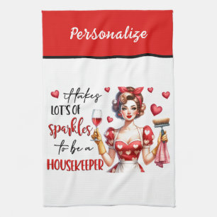 Retro 50s Glam Housewife Funny Sarcastic Humor Kitchen Towel