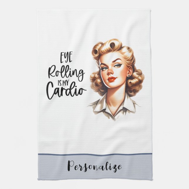 Retro 50s Glam Housewife Funny Sarcastic Humor Kitchen Towel (Vertical)