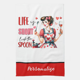 Retro 50s Glam Housewife Funny Sarcastic Humor Kitchen Towel