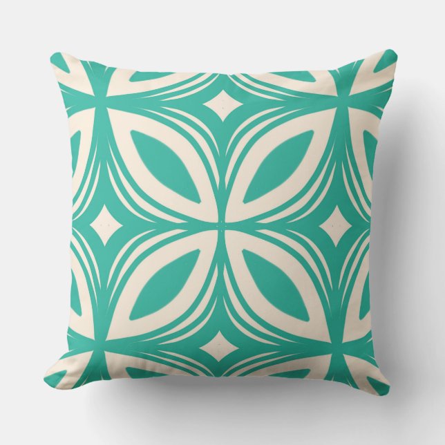 Retro 50s Hawaiian pattern Throw Pillow (Front)