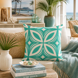 Retro 50s Hawaiian pattern Throw Pillow