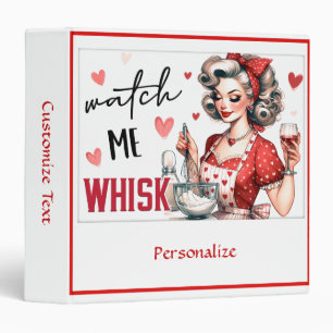 Retro 50s Housewife Funny Kitchen Humor Red Hearts 3 Ring Binder