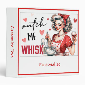 Retro 50s Housewife Funny Kitchen Humor Red Hearts 3 Ring Binder