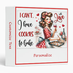 Retro 50s Housewife Funny Kitchen Humor Red Hearts 3 Ring Binder