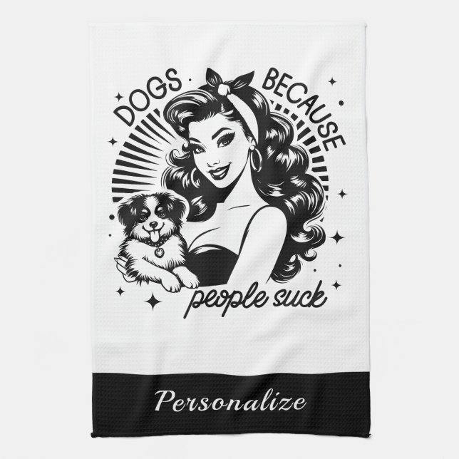 Retro 50s Housewife Funny Sarcastic Humor Kitchen Towel (Vertical)