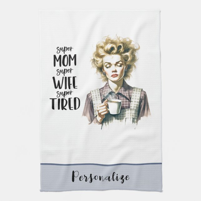Retro 50s Housewife Funny Sarcastic Humor Kitchen Towel (Vertical)