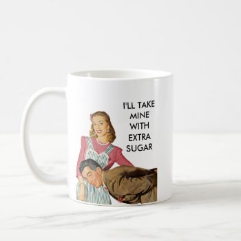 Retro 50s Housewife & Husband Add Your Own Caption Coffee Mug by HydrangeaBlue at Zazzle