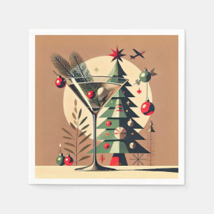 Retro 50s Jet Set Christmas Tree Martini Napkins