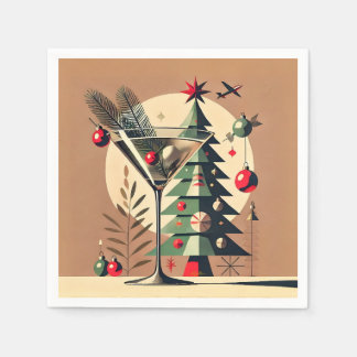 Retro 50s Jet Set Christmas Tree Martini Napkins