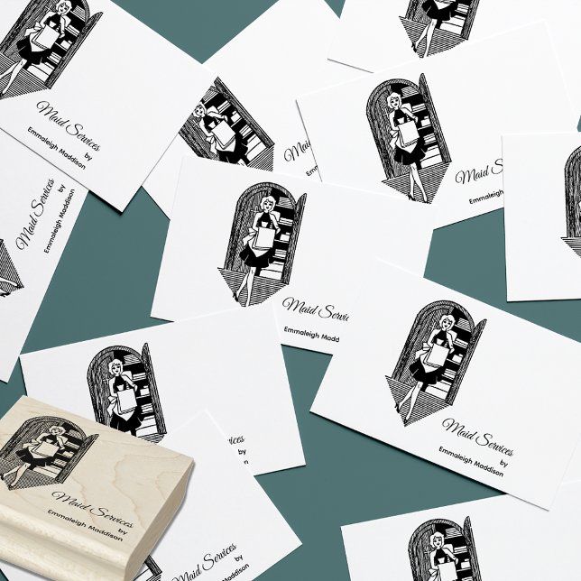 Retro 50's Lady Cleaning Services Rubber Stamp (Creator Uploaded)