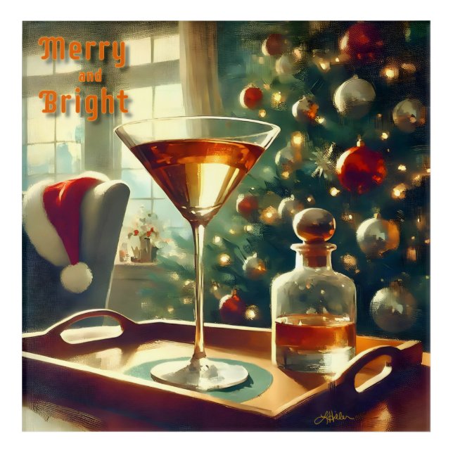 Retro 50s Manhattan Martini For Santa Acrylic Print (Front)