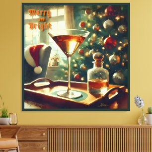 Retro 50s Manhattan Martini For Santa Canvas Print