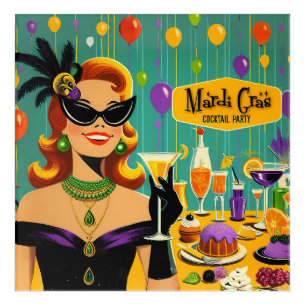 Retro 50s Mardi Gras Cocktail Party Acrylic Print