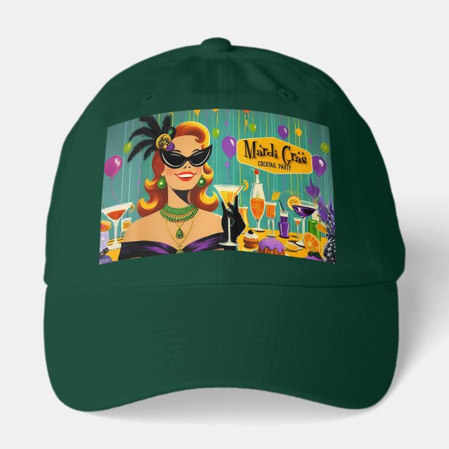 Retro 50s Mardi Gras Cocktail Party Hat (Front)