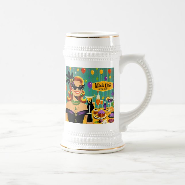 Retro 50s Mardi Gras Martini Cocktail Party Beer Stein (Right)